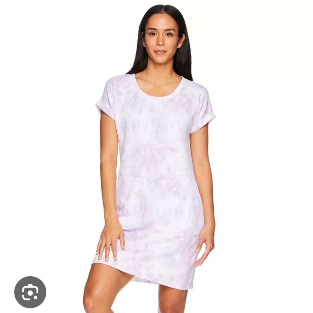 Gaiam Hudson Tie-Dye Short Sleeve Lavendar Dress, Size L‎